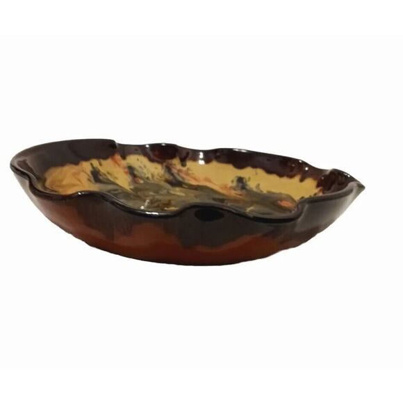 11" Spanish Pottery Swirl Hand Painted Bowl Glazed ARTSY Salad Nuts Candy Decor - Picture 7 of 16